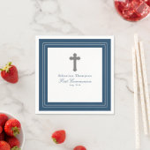 Navy Blue Lijst Eerste Communie Papier Servet (Insitu)