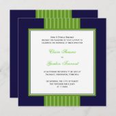 Navy Blue & Lime Green Wedding Invitation Kaart (Voorkant / Achterkant)
