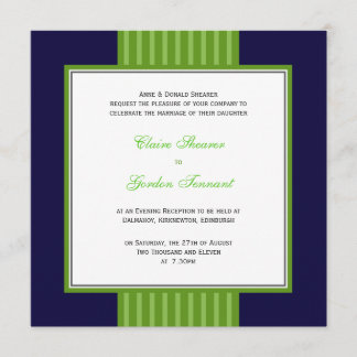 Navy Blue & Lime Green Wedding Invitation Kaart