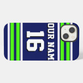 Navy Blue Limoen Grn Team Jersey iPhone Hoesje (Achterkant horizontaal)