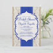 Navy Blue Linen Burlap Vrijgezellenfeest nodigt ui Kaart (Staand voorkant)