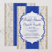 Navy Blue Linen Burlap Vrijgezellenfeest nodigt ui Kaart (Voorkant / Achterkant)