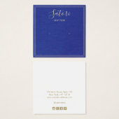 Navy Blue Linen Signature Stud Earring Display Vierkante Visitekaartjes (Voorkant /achterkant)
