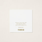 Navy Blue Linen Signature Stud Earring Display Vierkante Visitekaartjes (Achterkant)