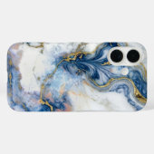 Navy Blue & Liquid Gold Marble Case | iPhone 16 (Achterkant (horizontaal))
