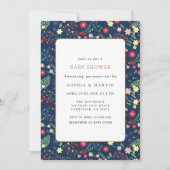 Navy Blue Little Wildflower Lijst Baby shower Kaart (Voorkant)