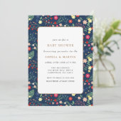 Navy Blue Little Wildflower Lijst Baby shower Kaart (Staand voorkant)