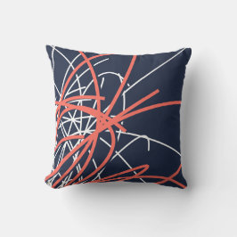 Navy Blue Living Coral & White Modern Abstract Kussen