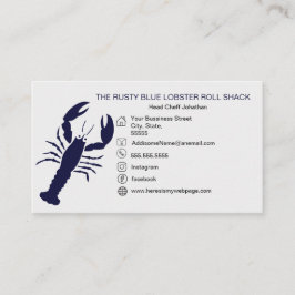 NAVY Blue Lobster Seafood Black Simple Nautical Visitekaartje