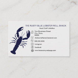 NAVY Blue Lobster Seafood Black Simple Nautical Visitekaartje
