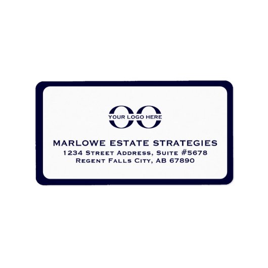 Navy Blue Logo Adresetiketten Etiket (Voorkant)