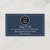 Navy Blue Logo Dank u Business Reward Punch Klantenkaartje (Achterkant)