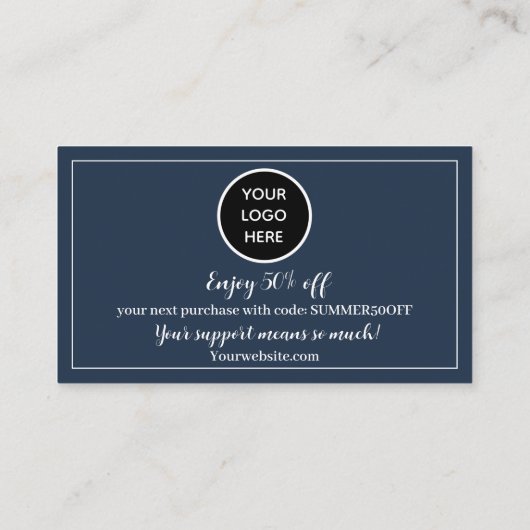 Navy Blue Logo Dank u Business Reward Punch Klantenkaartje (Achterkant)