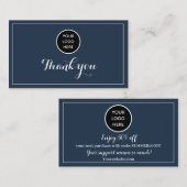 Navy Blue Logo Dank u Business Reward Punch Klantenkaartje (Voorkant / Achterkant)
