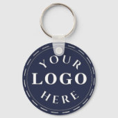 Navy Blue Logo Keychain with QR Code (Voorkant)