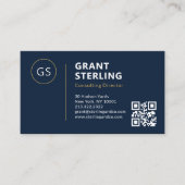 Navy Blue Logo Minimalist Professionele QR-code Visitekaartje (Voorkant)
