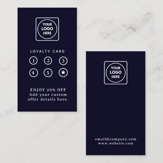 Navy Blue Logo | Modern Business Loyalty Design (Voorkant / Achterkant)