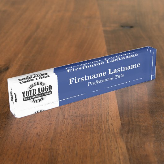 Navy Blue - Logo, naam en functie Naambordje (Zijkant)