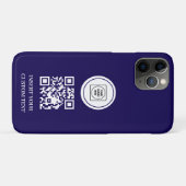 Navy Blue Logo QR Code Zakelijke Promo iPhone Hoes (Achterkant (horizontaal))