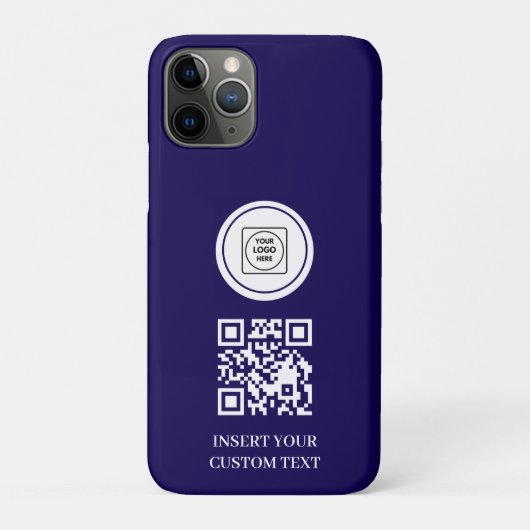 Navy Blue Logo QR Code Zakelijke Promo iPhone Hoes (Achterkant)