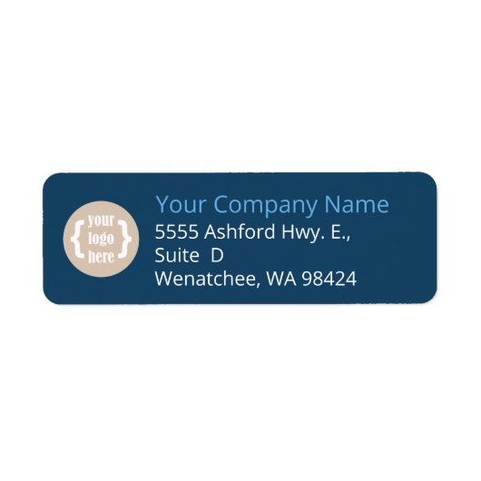 Navy Blue Logo'd Business Mailing Etiket (Voorkant)