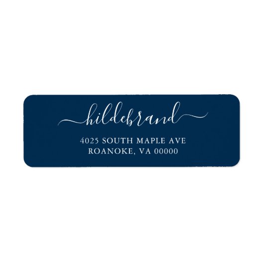 Navy Blue Loose Script Etiket (Voorkant)