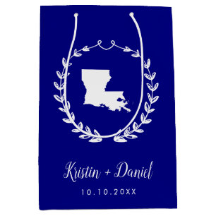 Navy Blue Louisiana Map Wedding Welcome Swag Medium Cadeauzakje