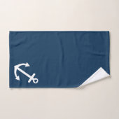 Navy Blue Love Anchor Nautical Bad Handdoek (Handdoek)