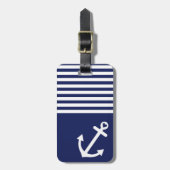 Navy Blue Love Anchor Nautical Bagagelabel (Voorkant verticaal)