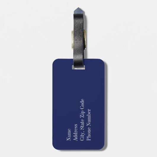 Navy Blue Love Anchor Nautical Bagagelabel (Achterkant verticaal)