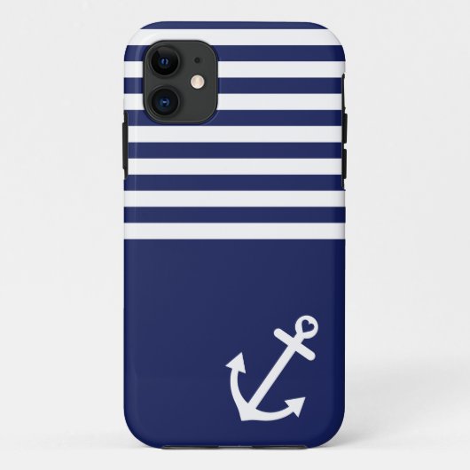Navy Blue Love Anchor Nautical Case-Mate iPhone Case (Achterkant)
