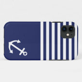 Navy Blue Love Anchor Nautical Case-Mate iPhone Case (Achterkant (horizontaal))