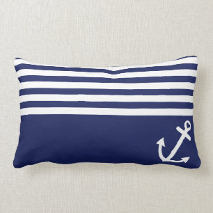 Navy Blue Love Anchor Nautical Kussen