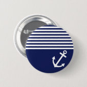 Navy Blue Love Anchor Nautical Ronde Button 5,7 Cm (Voorkant /achterkant)