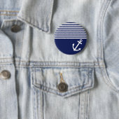 Navy Blue Love Anchor Nautical Ronde Button 5,7 Cm (In situ)