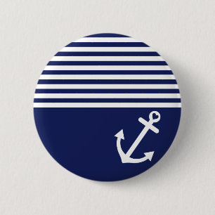 Navy Blue Love Anchor Nautical Ronde Button 5,7 Cm