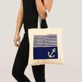 Navy Blue Love Anchor Nautical Tote Bag (Voorkant (product))