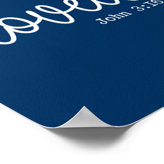 Navy Blue Love Faith Quote minimalistisch Poster (Hoek)