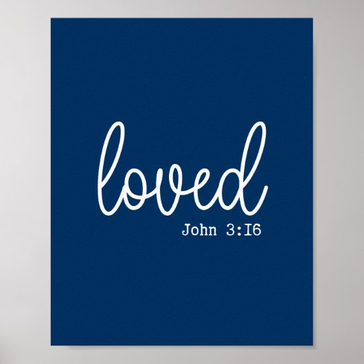 Navy Blue Love Faith Quote minimalistisch Poster (Voorkant)