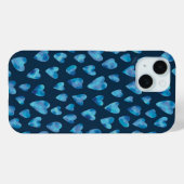 Navy Blue Love Hart patroon Case-Mate iPhone Case (Achterkant (horizontaal))