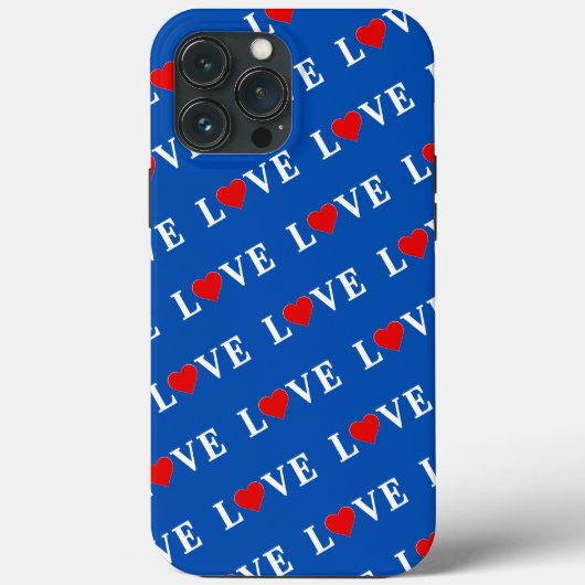 Navy Blue LOVE Heart Elegant Retro Case-Mate iPhone Case (Achterkant)