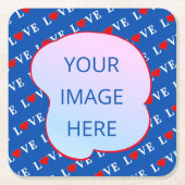 Navy Blue LOVE Heart Kartonnen Onderzetters (Voorkant)