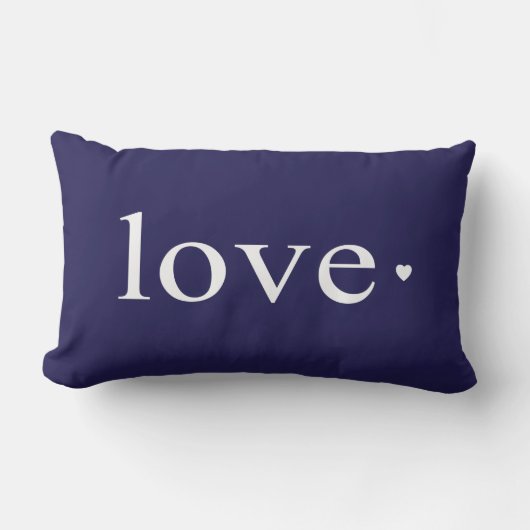 Navy Blue Love Heart Monogram Kussen (Voorkant)