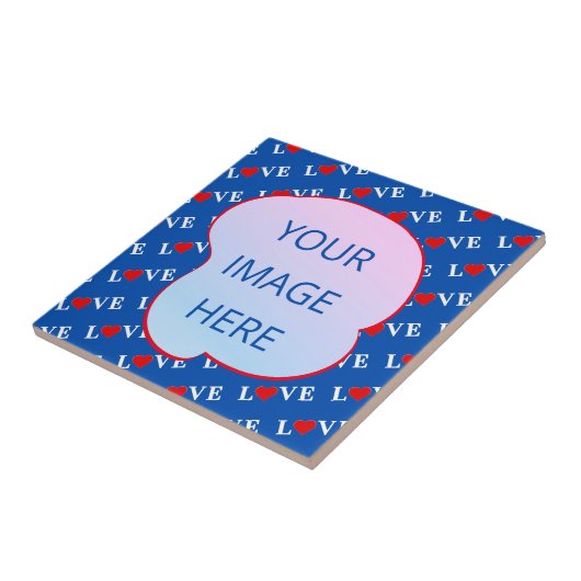 Navy Blue LOVE Heart Tegeltje (Zijkant)