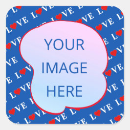 Navy Blue LOVE Heart Vierkante Sticker