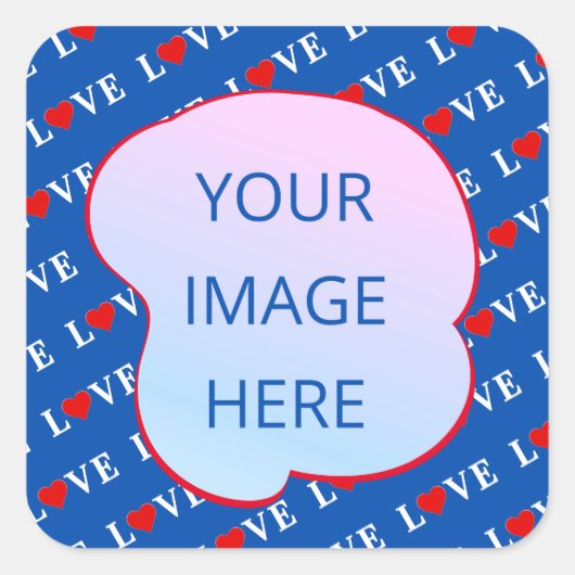 Navy Blue LOVE Heart Vierkante Sticker (Voorkant)