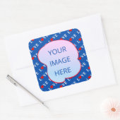 Navy Blue LOVE Heart Vierkante Sticker (Envelop)