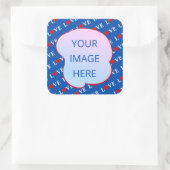 Navy Blue LOVE Heart Vierkante Sticker (Tas)