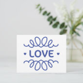 Navy Blue Love Hearts Blank Greeting Briefkaart (Staand voorkant)