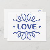 Navy Blue Love Hearts Blank Greeting Briefkaart (Voorkant / Achterkant)